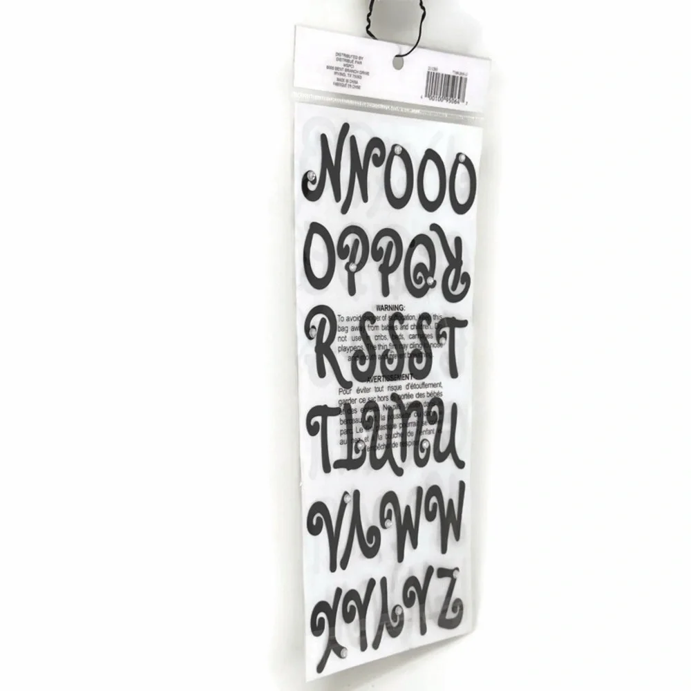 62 Piece Black Alphabet Stickers with Rhinestone Accents
